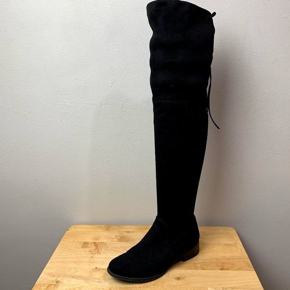 target black thigh high boots